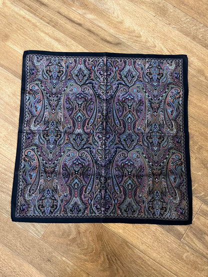 Pre-Loved 19x19 YSL Damask Print Scarf - Multi/Gry Trim