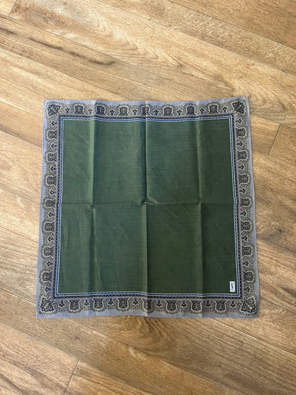 *Pre-Loved* 19x19 YSL Border Scarf - Olive/Brn