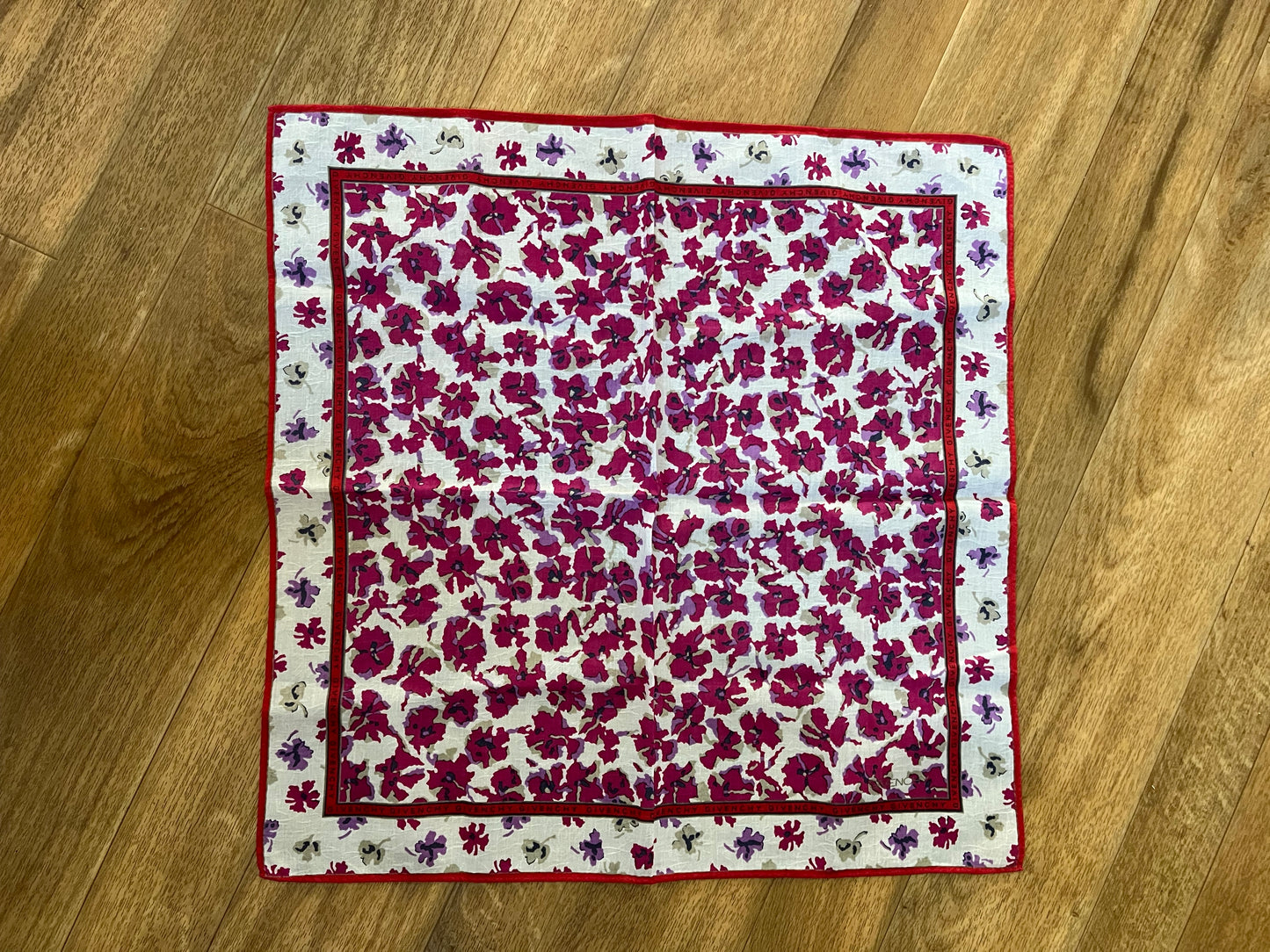 Pre-Loved 18x18 Givenchy Floral Scarf - Red/Purple