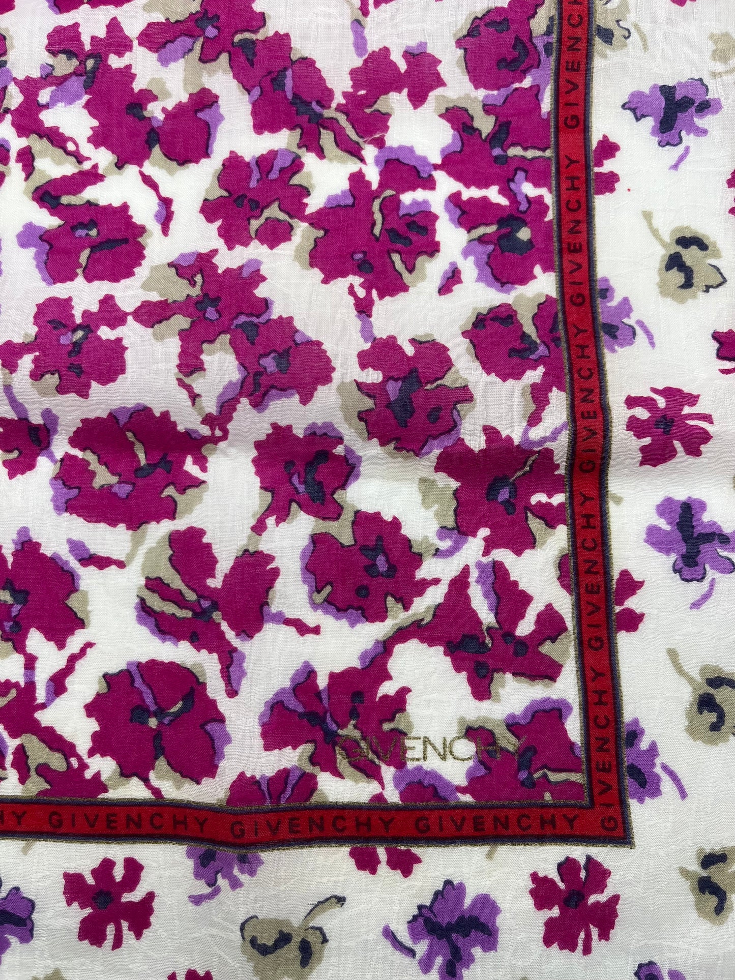 Pre-Loved 18x18 Givenchy Floral Scarf - Red/Purple