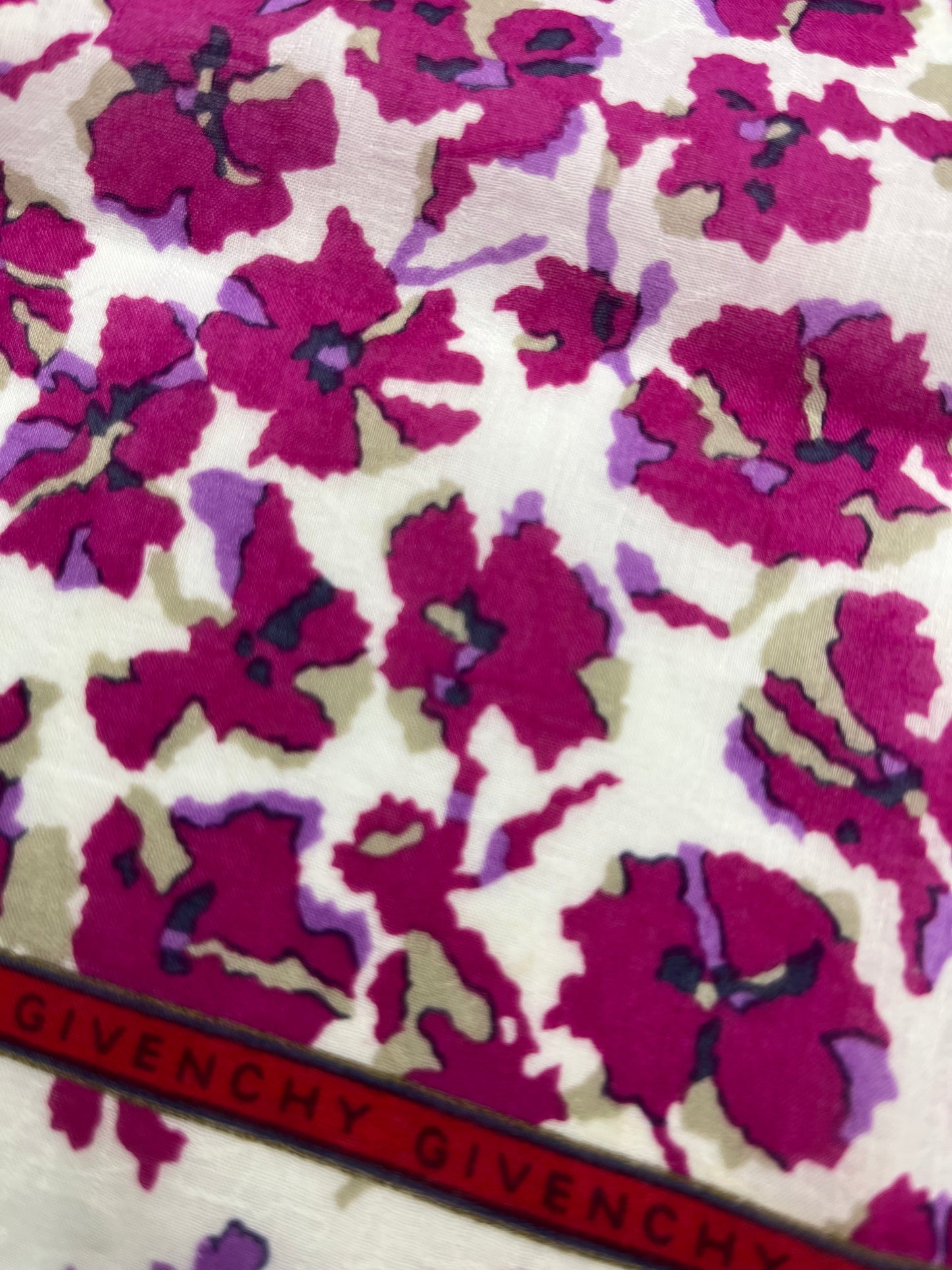 Pre-Loved 18x18 Givenchy Floral Scarf - Red/Purple