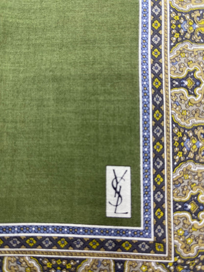 *Pre-Loved* 19x19 YSL Border Scarf - Olive/Brn