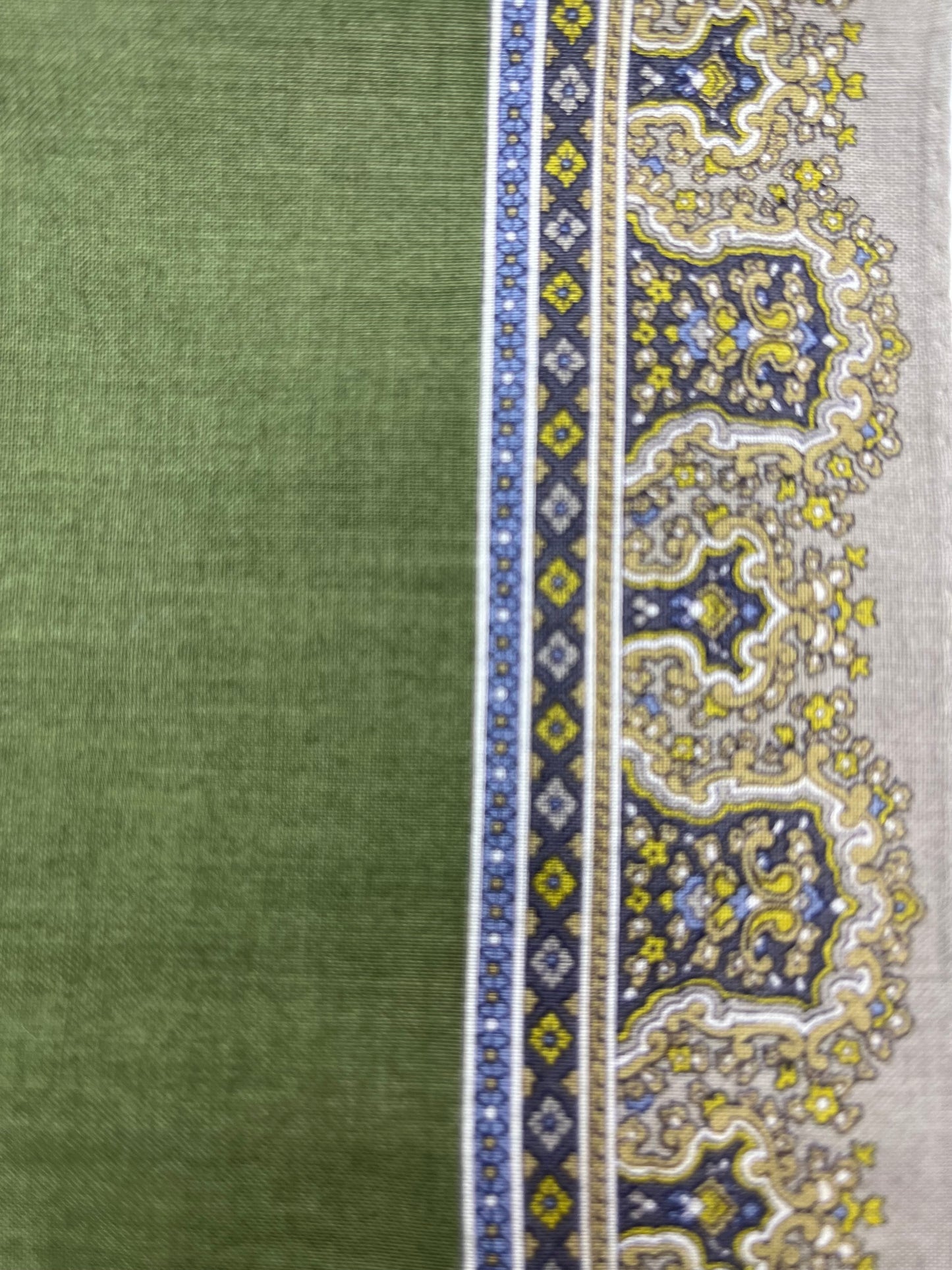 *Pre-Loved* 19x19 YSL Border Scarf - Olive/Brn