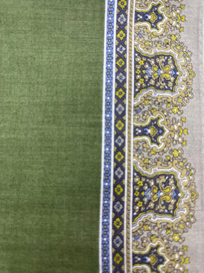 *Pre-Loved* 19x19 YSL Border Scarf - Olive/Brn