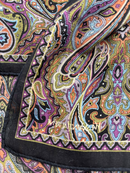 Pre-Loved 19x19 YSL Damask Print Scarf - Multi/Gry Trim