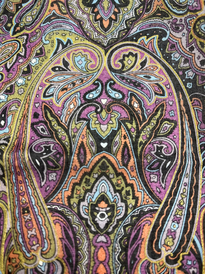 Pre-Loved 19x19 YSL Damask Print Scarf - Multi/Gry Trim