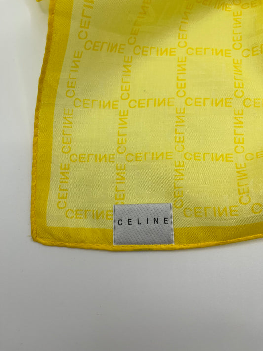 *Pre-Loved* 23x23 Celine Logo Scarf - Yellow