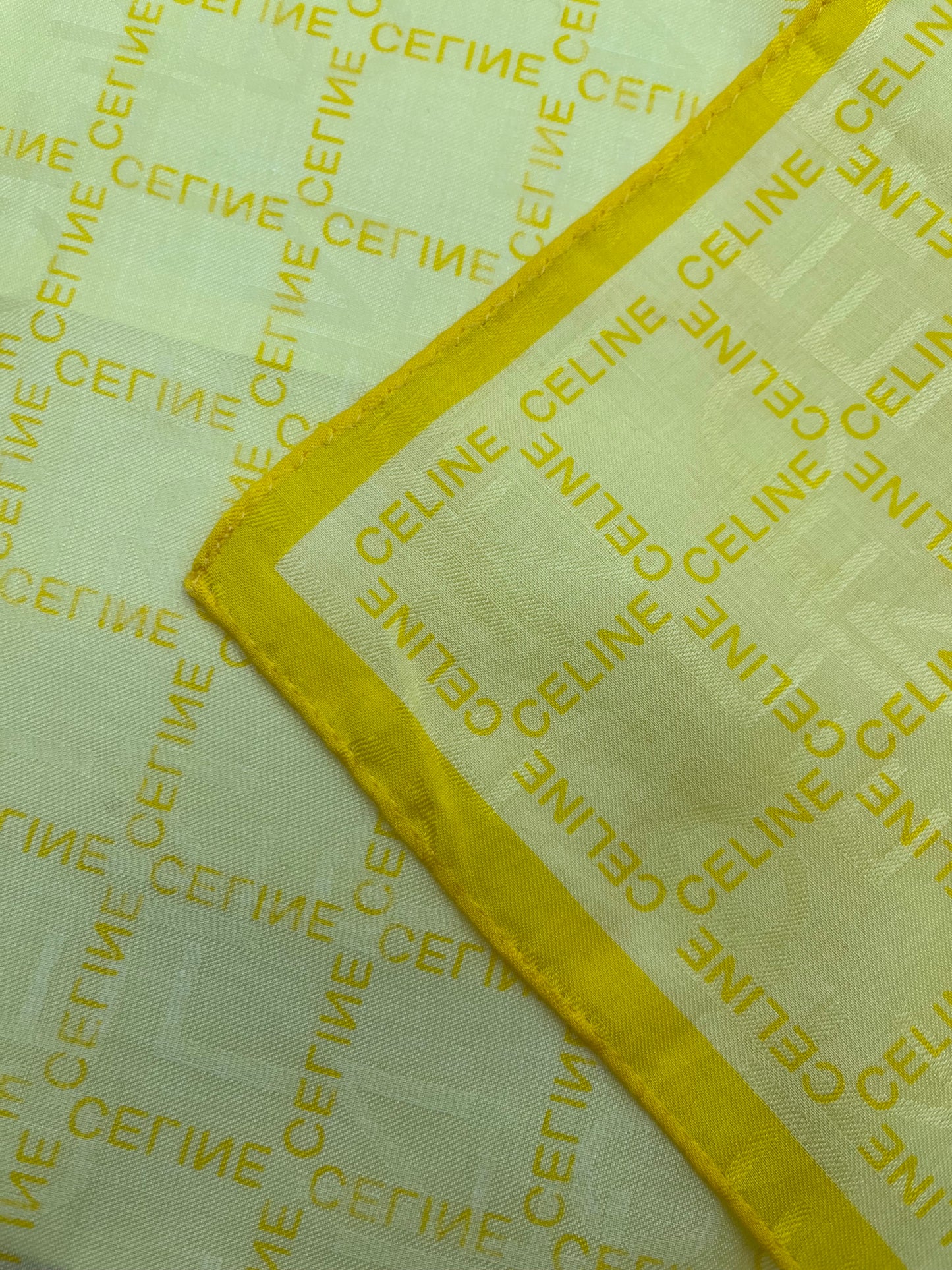 *Pre-Loved* 23x23 Celine Logo Scarf - Yellow