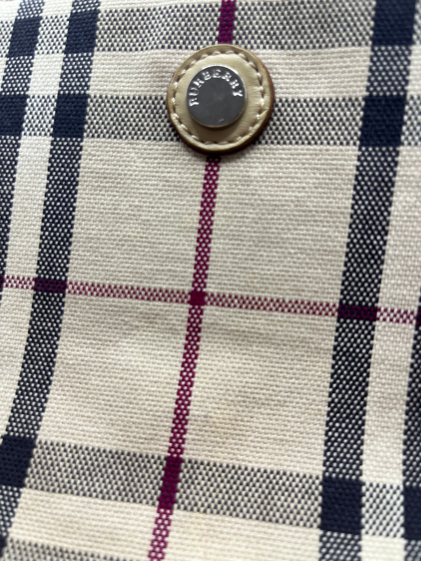 Pre-Loved Burberry Nova Check Canvas Tote - Beige/Red