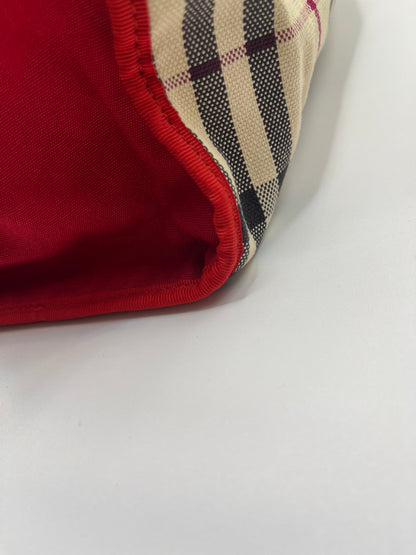 Pre-Loved Burberry Nova Check Canvas Tote - Beige/Red