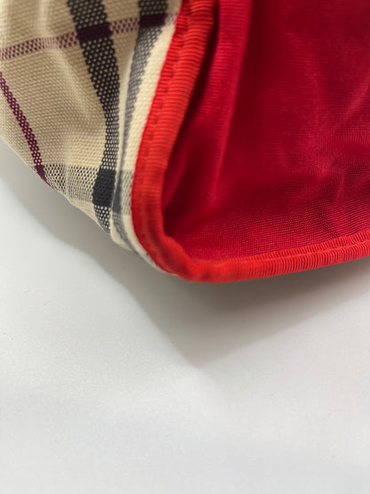 Pre-Loved Burberry Nova Check Canvas Tote - Beige/Red