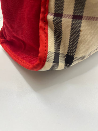 Pre-Loved Burberry Nova Check Canvas Tote - Beige/Red