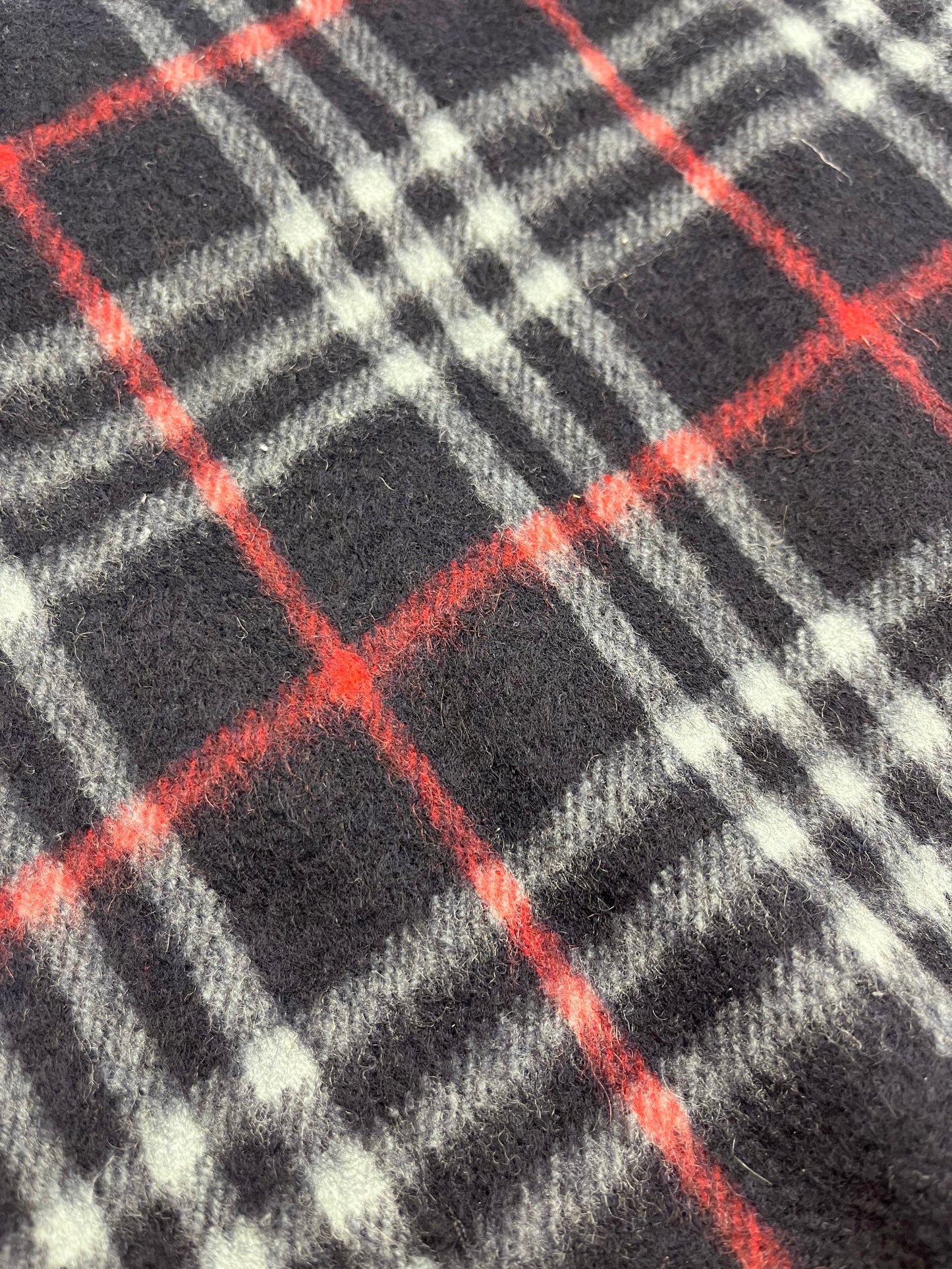 Pre-Loved Burberry 100% Cashmere Muffler Scarf - Navy/Red Nova Check