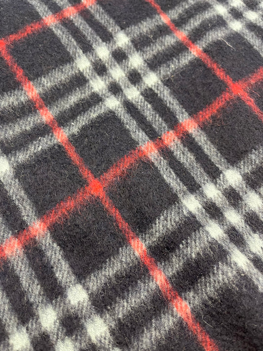 Pre-Loved Burberry 100% Cashmere Muffler Scarf - Navy/Red Nova Check