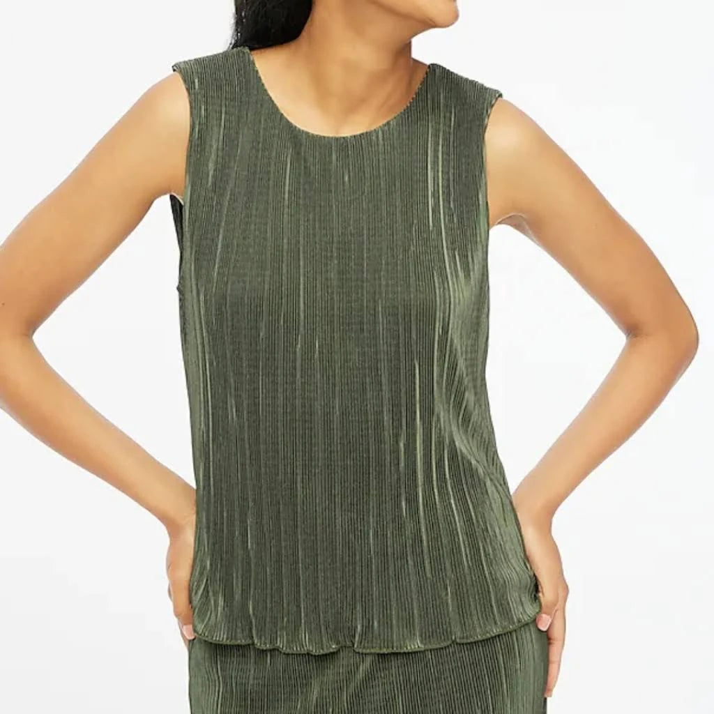 J.Crew Plissé Shell Top - Olive