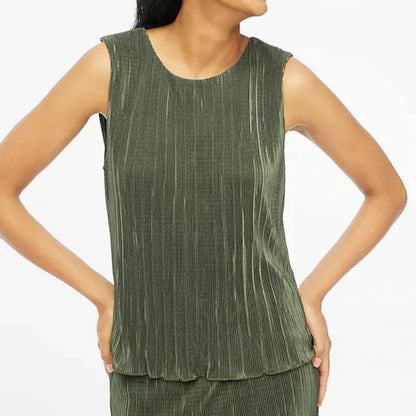 J.Crew Plissé Shell Top - Olive