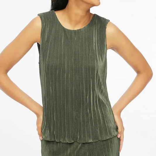 J.Crew Plissé Shell Top - Olive