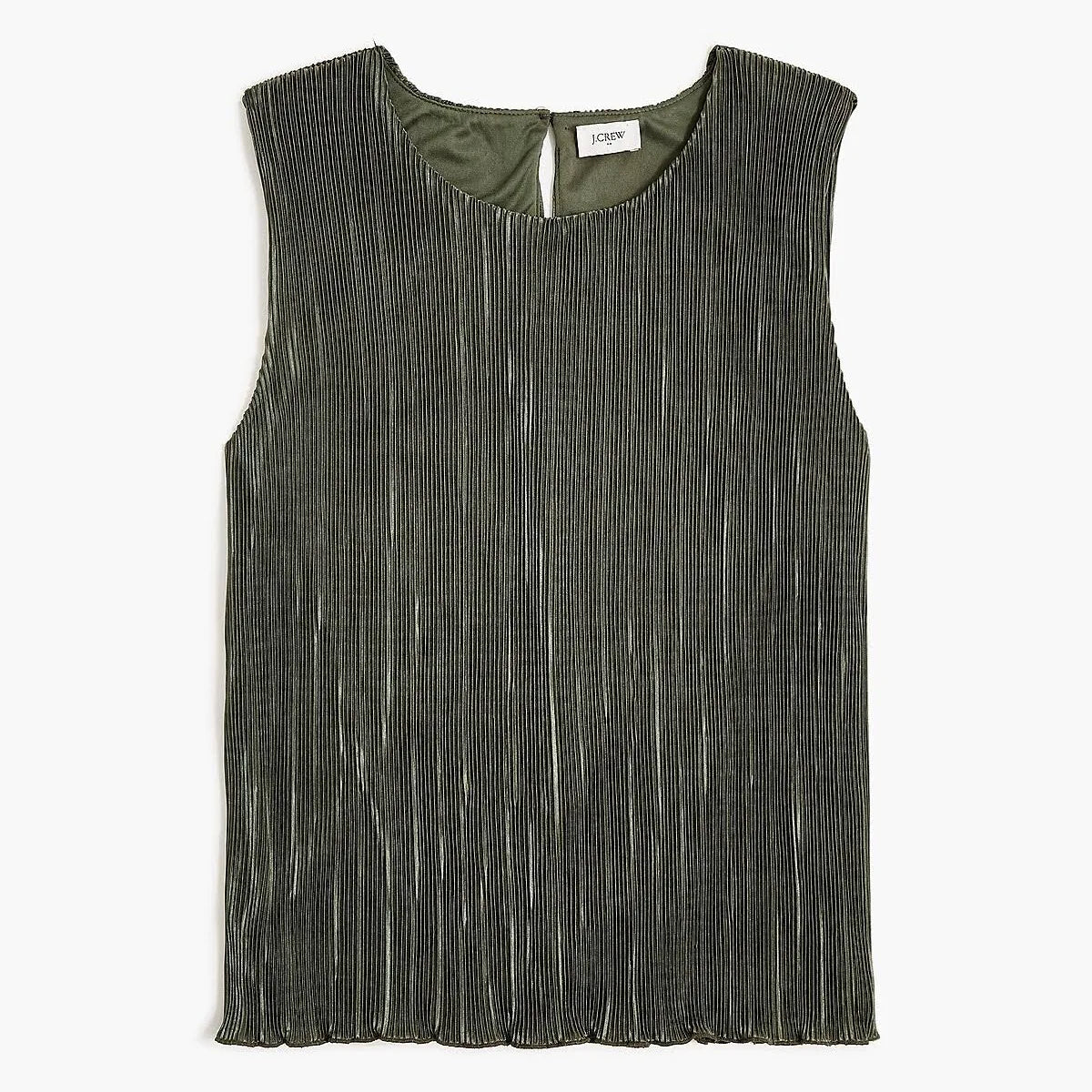 J.Crew Plissé Shell Top - Olive