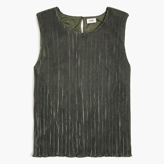 J.Crew Plissé Shell Top - Olive