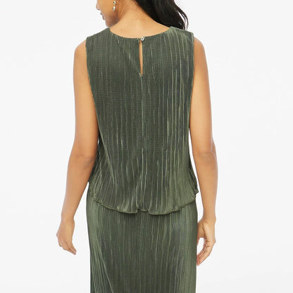 J.Crew Plissé Shell Top - Olive