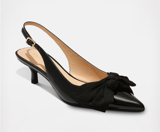 Jack Rogers Debra Bow Kitten Heels - Patent Black 8.5