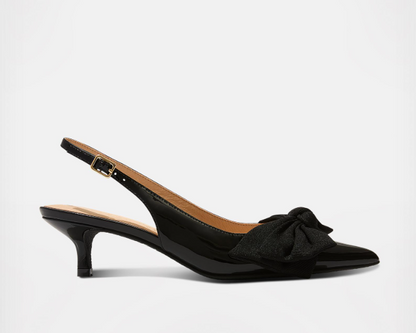 Jack Rogers Debra Bow Kitten Heels - Patent Black 8.5