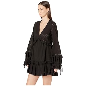 Jonathan Simkhai Embroidered Ruffle Long Sleeve Dress