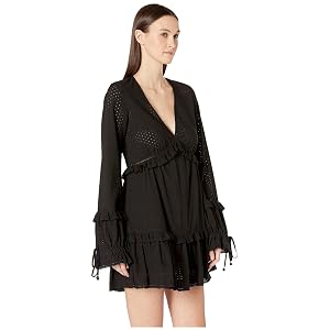 Jonathan Simkhai Embroidered Ruffle Long Sleeve Dress
