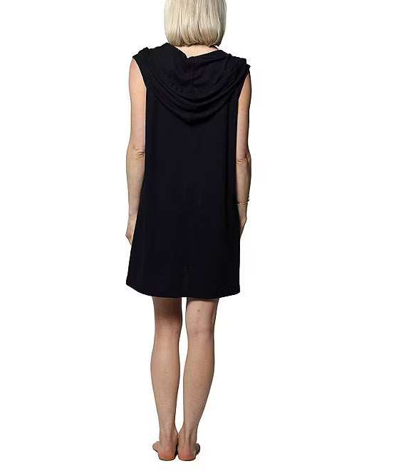 J. Valdi Zip Up Hooded Cover Up - Blk