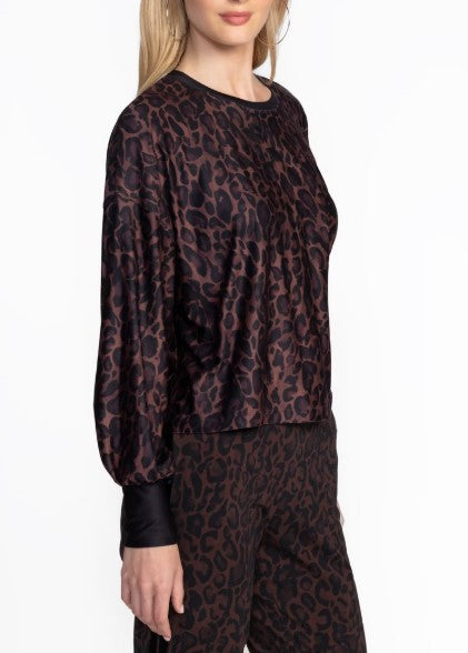 Johnny Was Active Drop Shoulder Crew Neck Tee - French Leopard