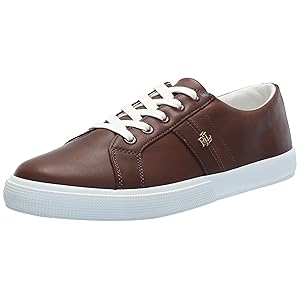 Ralph Lauren Janson II Burnished Leather Sneakers - Dk. Mahogany 8.5