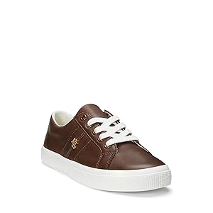 Ralph Lauren Janson II Burnished Leather Sneakers - Dk. Mahogany 8.5