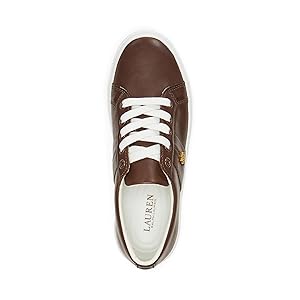 Ralph Lauren Janson II Burnished Leather Sneakers - Dk. Mahogany 8.5