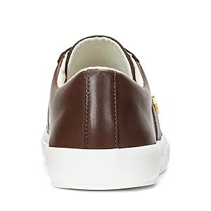 Ralph Lauren Janson II Burnished Leather Sneakers - Dk. Mahogany 8.5