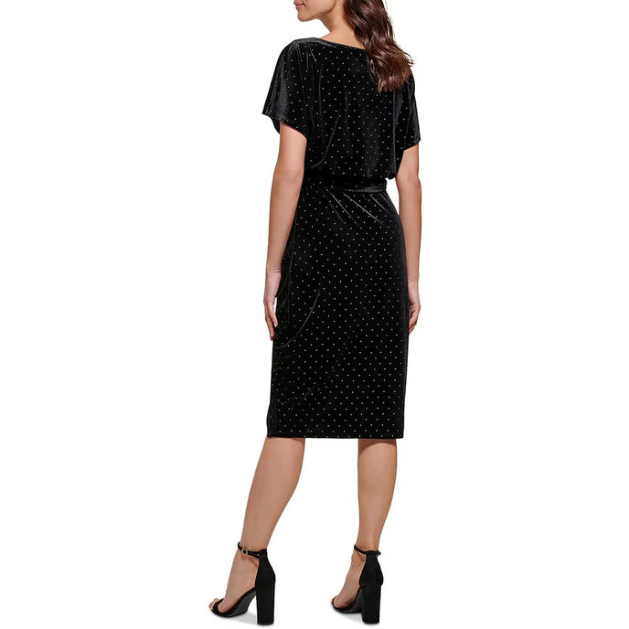 Kensie Studded Velvet Sheath - Black