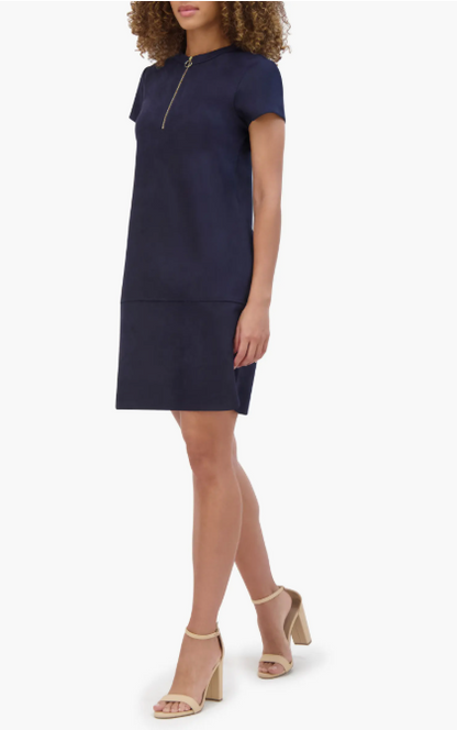Kensie Dresses Faux Suede Shift Dress - Navy