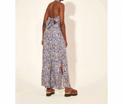 Kivari Dakota Watercolor Paisley Dress - Blue/Tan/Wht