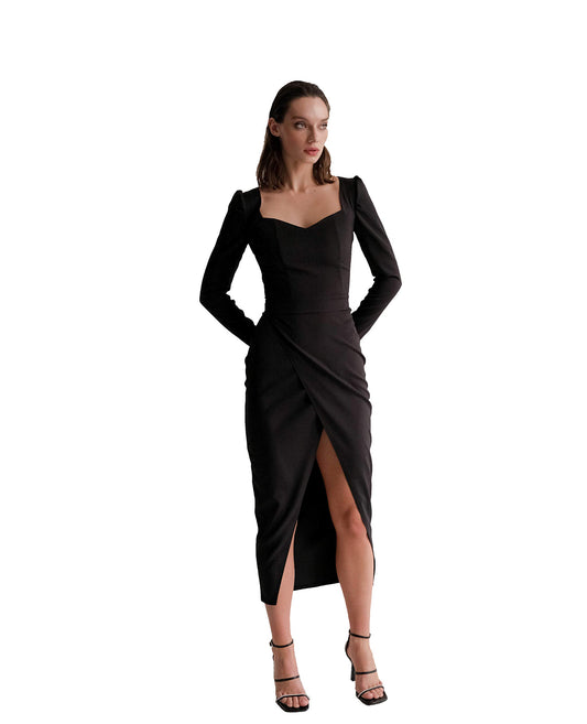 Lipinskaya Long Dress with slit - Black