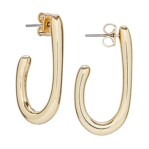 Lucky Brand High Shine Oblong Hoop - Gold