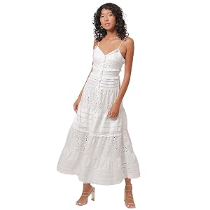 Line and Dot Pixie Maxi Dress - White