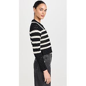 Line & Dot Women's Let Me Be Cardigan - Black/Ivory, XS
