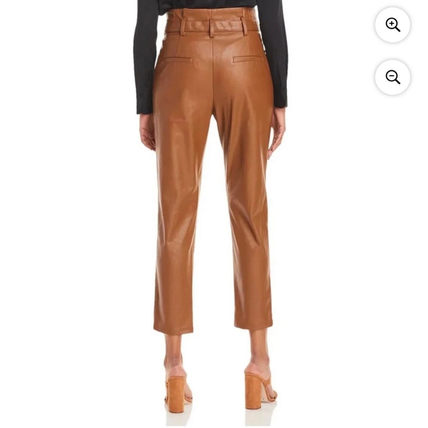 Lucy Paris Paperbag Waist Faux Leather Pant - Cognac