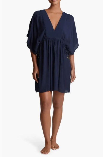 Lauren Ralph Lauren Short Sleeve Tie Side Cover Up - Navy