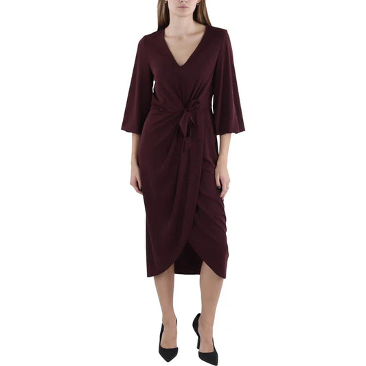 Lauren Ralph Lauren Wrap Midi Dress - Vintage Burgundy