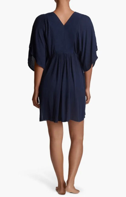 Lauren Ralph Lauren Short Sleeve Tie Side Cover Up - Navy