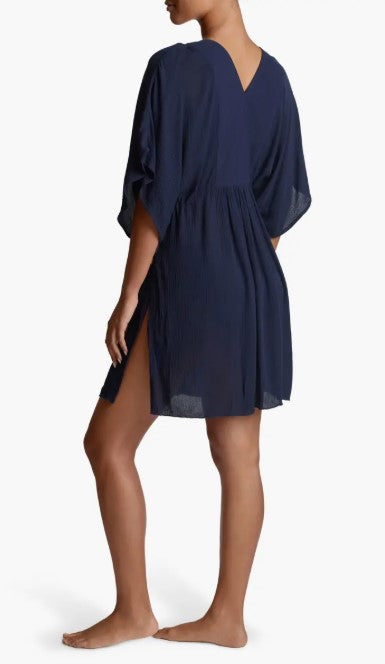 Lauren Ralph Lauren Short Sleeve Tie Side Cover Up - Navy