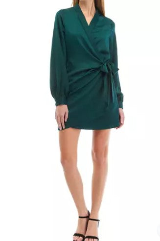 Lost & Wander Modern Love Wrap Mini Dress - Green