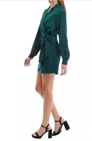 Lost & Wander Modern Love Wrap Mini Dress - Green