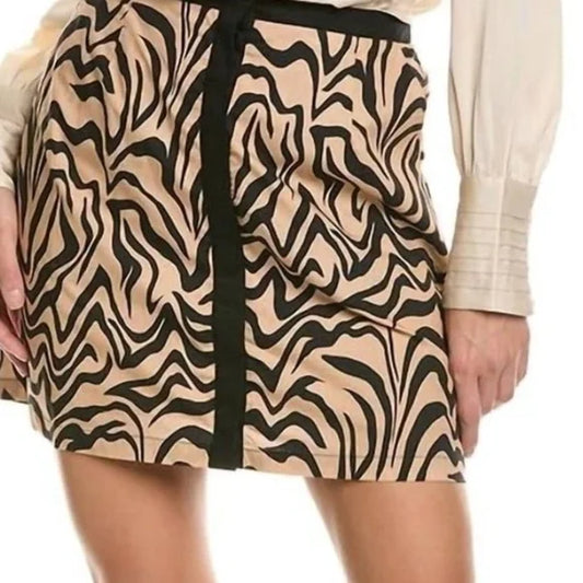 Lost + Wander Ladies Night Skirt - Ivory/Beige/Blk Animal