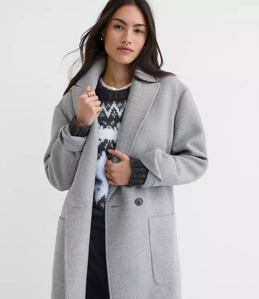 Loft Ann Taylor Long Winter Coat - Gray